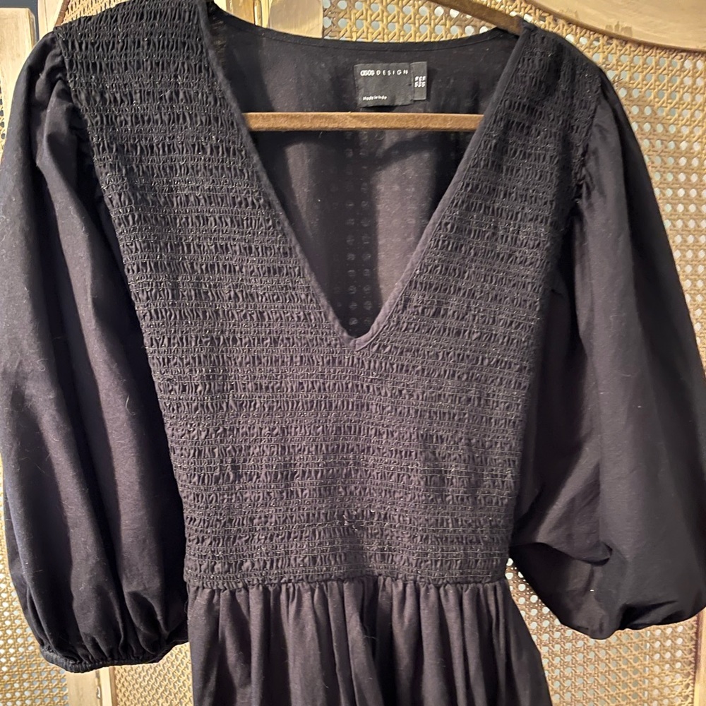 ASOS Black Smocked Maxi, Size 14